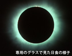 専用のグラスで見た日食の様子